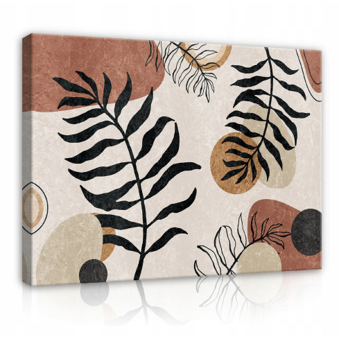 BOHO LEAVES Canvasmålning Stor Beige 120x80