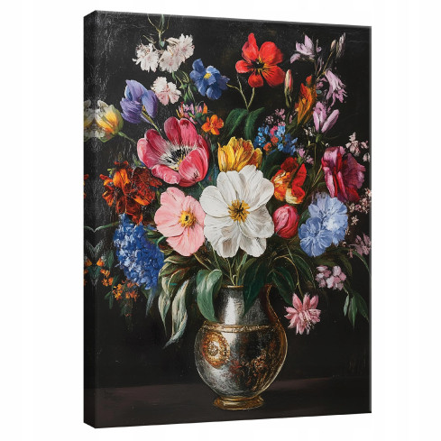 SOVRUMSBILD FÖR VARDAGSRUMMET BLOMMOR SVART MODERNT PÅ Väggplatta 40x30 PP15447