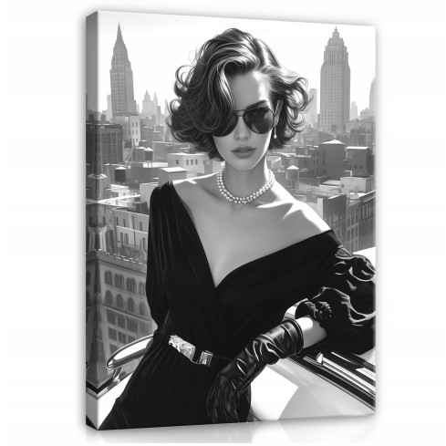 svartvit modern kvinnomålning på duk för vardagsrum sovrum 40x30