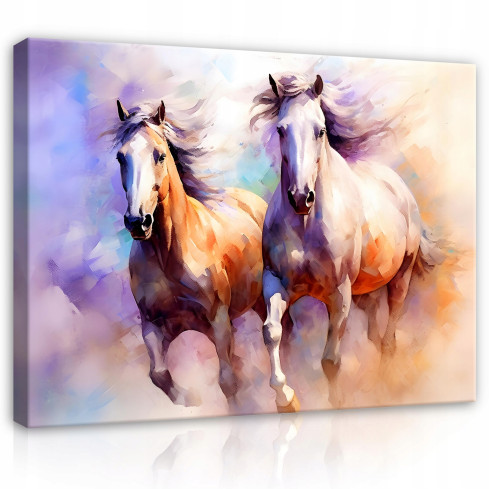 Målning HORSES ABSTRACT ACQUARELY på duk 120x80