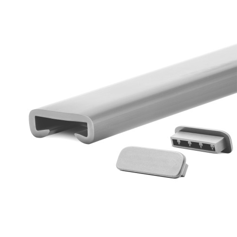 Ledst&aring;ng trappa PVC PREMIUM 40x8 mm, handr&auml;cke i mjuk, silver