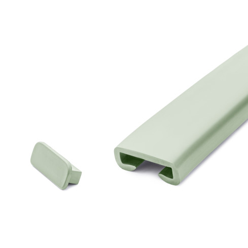 Avslutning f&ouml;r PVC-r&auml;ckesstolpe, gavel f&ouml;r r&auml;ckesprofil PREMIUM, 40x8, ljusgr&ouml;n