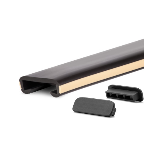Ledstång trappa PVC LUX 40x8 mm, handräcke i mjuk, svart
