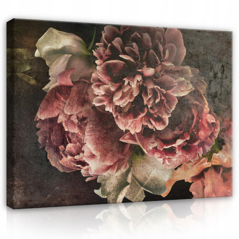 Bild VINTAGE RETRO BLOMMOR på duk Stor 60x40