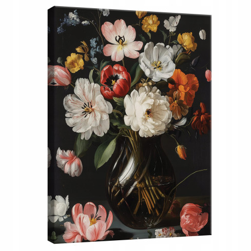 VARDAGSRUM BILD AV BLOMMOR SVART MODERN PÅ Väggplatta 60x40