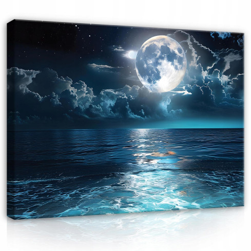 väggpanel målning måne måne natt hav sovrum sovrum modernt vardagsrum 120x80