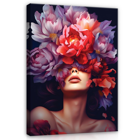 Bild KVINNA BLOMMOR ABSTRAKT Sovrum 100x70