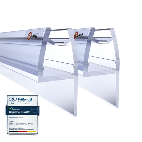 Sidoduschf&ouml;rsegling 200 cm, f&ouml;r glas 6-8 mm, transparent, 2 st
