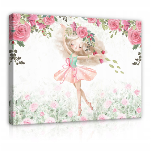 Målning för barnrum Ballerina Blommor 100x70