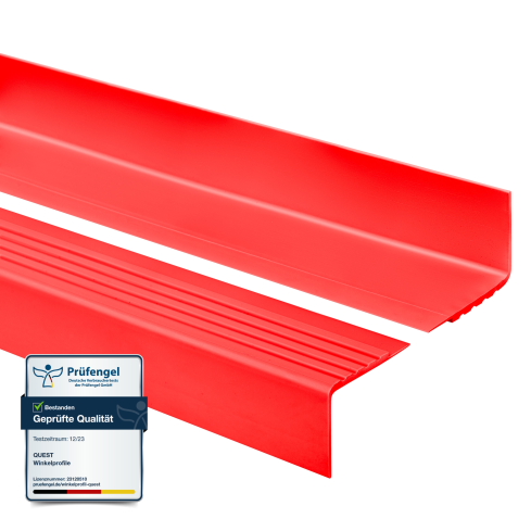 Halkfri trappkantlist PVC 40x40 mm, trapprofil RD, R&ouml;d, 150 cm