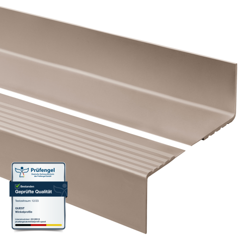 Halkfri trappkantlist PVC 40x60 mm, trapprofil RDD, beige, 150 cm