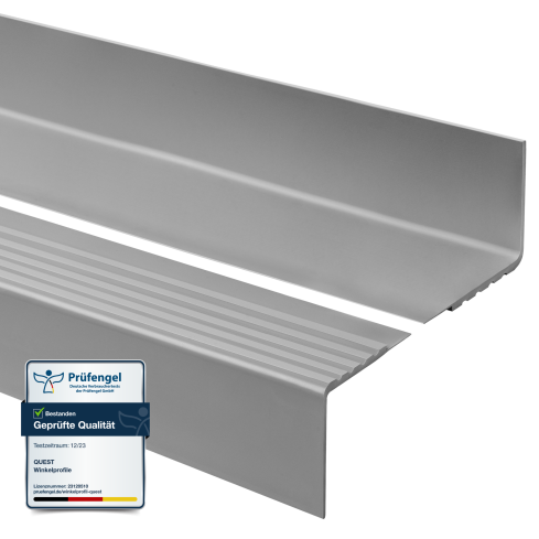 Halkfri trappkantlist PVC 40x60 mm, trapprofil RDD, m&ouml;rkgr&aring;, 150 cm