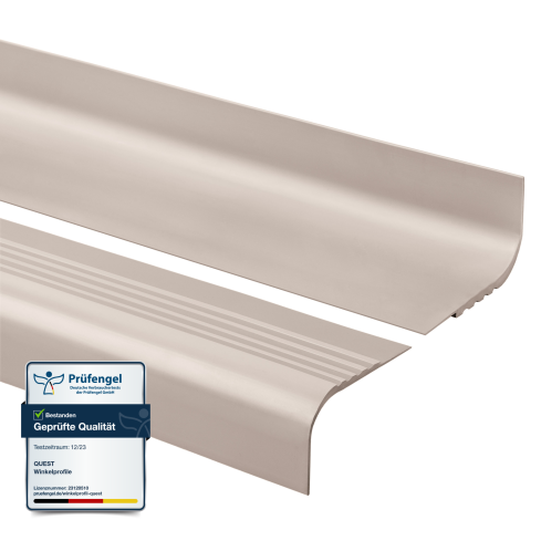 Halkfri trappkantlist PVC 40x42 mm, trapprofil RDT, beige, 150 cm