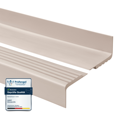 Halkfri trappkantlist PVC 42x40 mm, trapprofil RF, beige, 150 cm