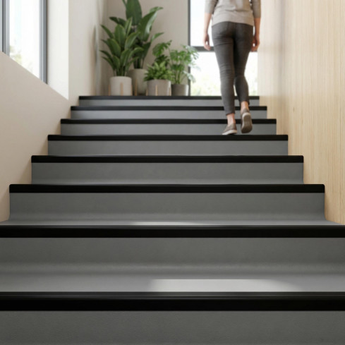 Halkfri trappkantlist PVC 70x40 mm, trapprofil RGPD, svart, 150 cm