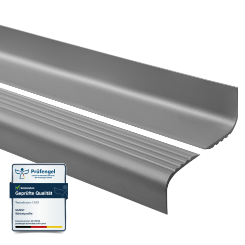 Halkfri trappkantlist PVC 52x40 mm, trapprofil RGPT, m&ouml;rkgr&aring;, 150 cm