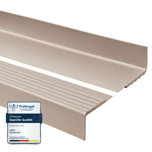 Halkfri trappkantlist PVC 40x40 mm, trapprofil RS, beige, 150 cm