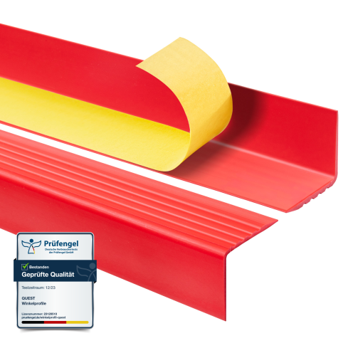 Halkfri trappkantlist PVC 50x50mm, självhäftande trapprofil med självhäftande tejp RGP-O, Röd