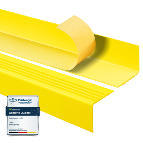 Halkfri trappkantlist PVC 50x50mm, självhäftande trapprofil med självhäftande tejp RGP-O, gul