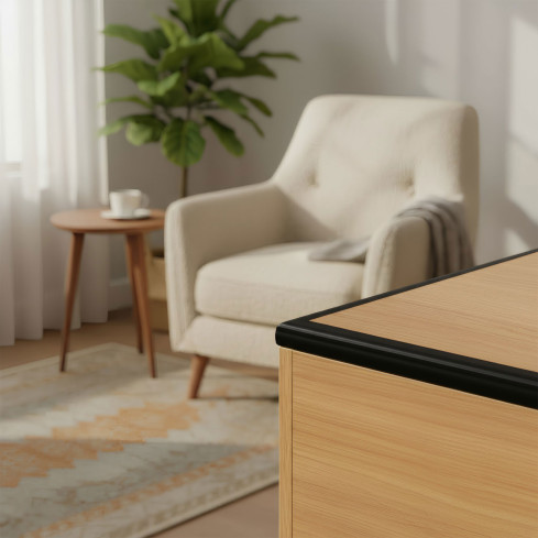 PVC avslutnings- och kantlist, självhäftande svart 10/10 5m