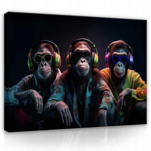målning av apor musik abstrakt modern väggpanel vardagsrum 120x80
