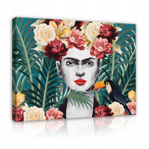 Frida Kahlo Canvas Blad Blommor 60x40