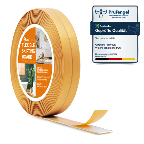 PVC självhäftande monterings- och avslutningslist på skumtejp 10/10 5m - guld