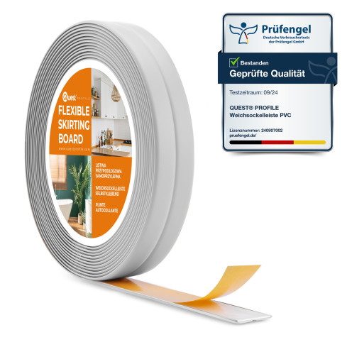 PVC självhäftande monterings- och avslutningslist på skumtejp 10/10 5m - ljusgrå