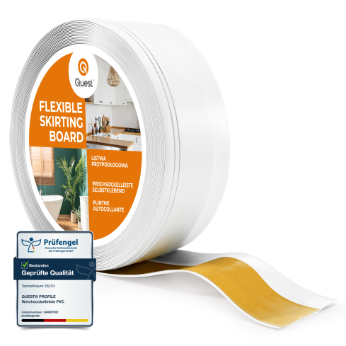 Sj&auml;lvh&auml;ftande PVC-golvlist, flexibel DEKOR-list, vit, 50x20mm