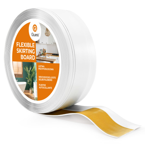 Självhäftande PVC-golvlist, flexibel DEKOR-list, vit