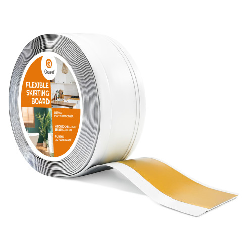 Självhäftande PVC golvlist, flexibel dekorlist DEKOR, vit