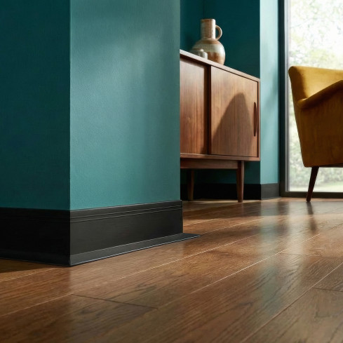 Självhäftande PVC-golvlist, flexibel DEKOR golvlist, svart