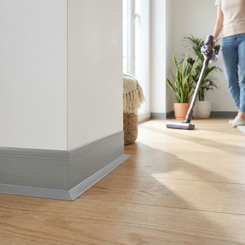 Självhäftande PVC golvlist, flexibel dekorlist DEKOR, grå