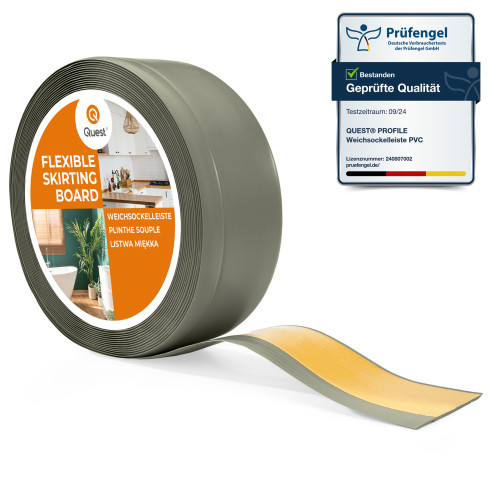 Golvlist sj&auml;lvh&auml;ftande PVC 70x20 mm sj&auml;lvh&auml;ftande flexibel golvlist, sockelbr&auml;da sockel, olivgr&ouml;n