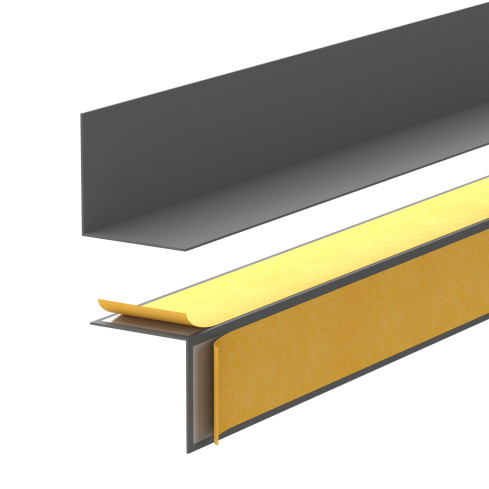 Minimalistisk sj&auml;lvh&auml;ftande PVC golvlist &ndash; h&aring;rd, m&ouml;rkgr&aring;