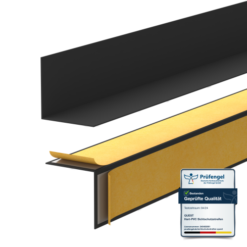 Minimalistisk sj&auml;lvh&auml;ftande PVC golvlist &ndash; h&aring;rd, svart