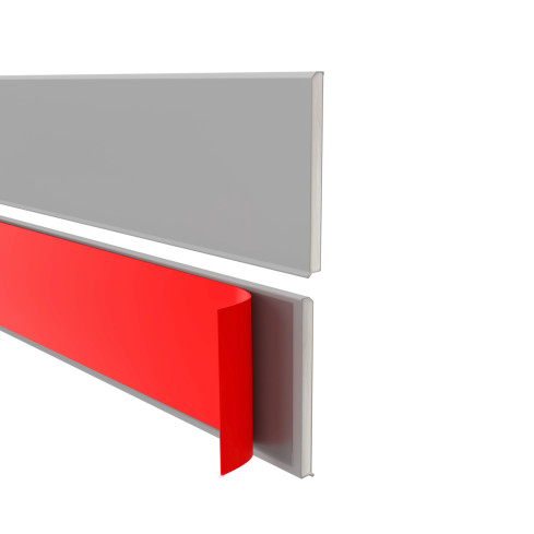 Självhäftande PVC golvlist, slät, 100mm, 10m, grå