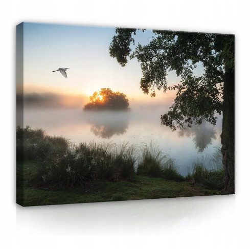 Canvastavla LAKE NATURE Mist View 120x80