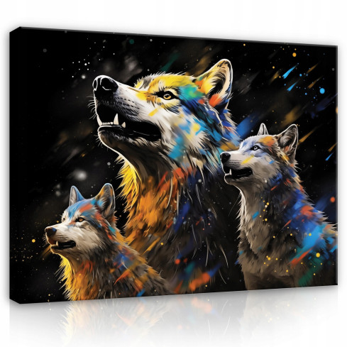 ABSTRACT WOLVES ABSTRACT Tapetbild SVART FÖR SÄLLSKAPSRUMMET 60x40