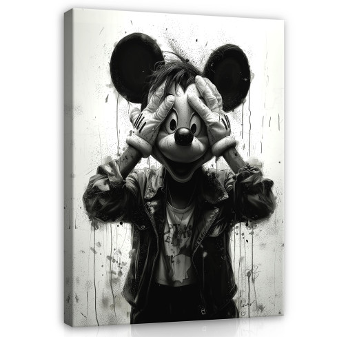 ABSTRACT Mouseketeer svartvitt MODERNT SOVRUM BILD 120x80
