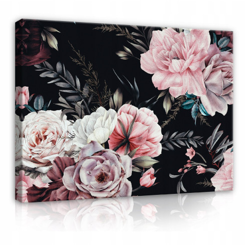 Canvasmålning BLOMMOR PIWONIE Rosor Vardagsrum 120x80