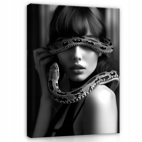 väggpanel målning svartvit kvinna orm för vardagsrum sovrum 40x30