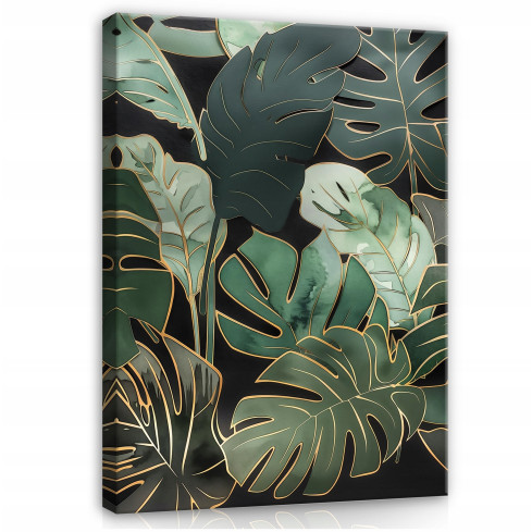 målning gröna monsterblad på canvas vägg för sovrum vardagsrum 40x30