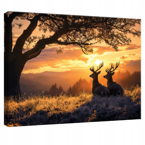 SOVRUMSBILD FÖR VARDAGSRUMMET KÖK NATURLIG RÅDJURSVY PÅ VÄGGPANEL 40x30