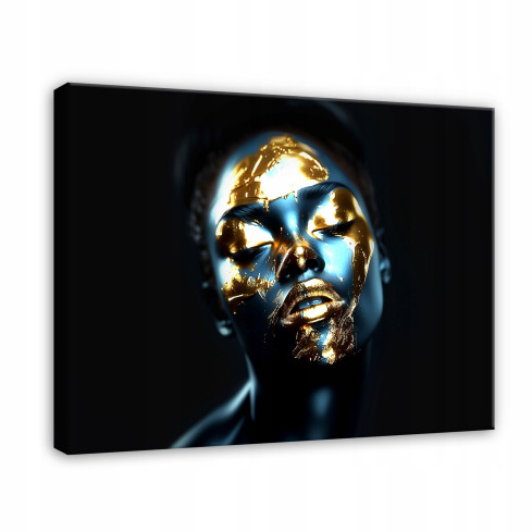 FACE ABSTRACT GOLDEN MODERN BILD PÅ Väggplatta 120x80