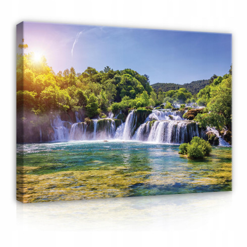 Canvas Bild Vattenfall Landskap Stor 120x80