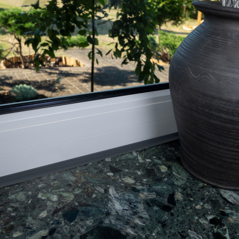 Kantband PVC 10x10 mm, sj&auml;lvh&auml;ftande, flexibel, gr&aring;, 5 m