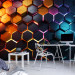 väggmålning 3D HEXAGONS för pojkar väggmålning 200x140