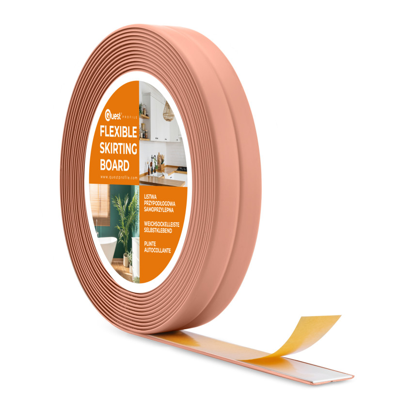 Monteringslist PVC självhäftande 10x10 mm, 5 m, ljusbrun på skumtejp