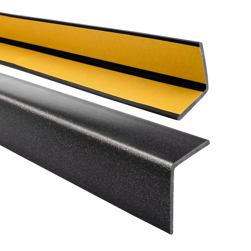 Mjuk hörnskyddslist PVC självhäftande svart-silver, skyddande KM